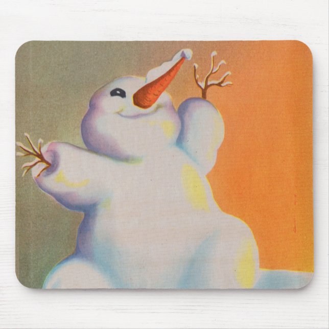 happy snowman greets the morning mouse mat (Front)