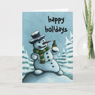 happy snowman holiday greeting card