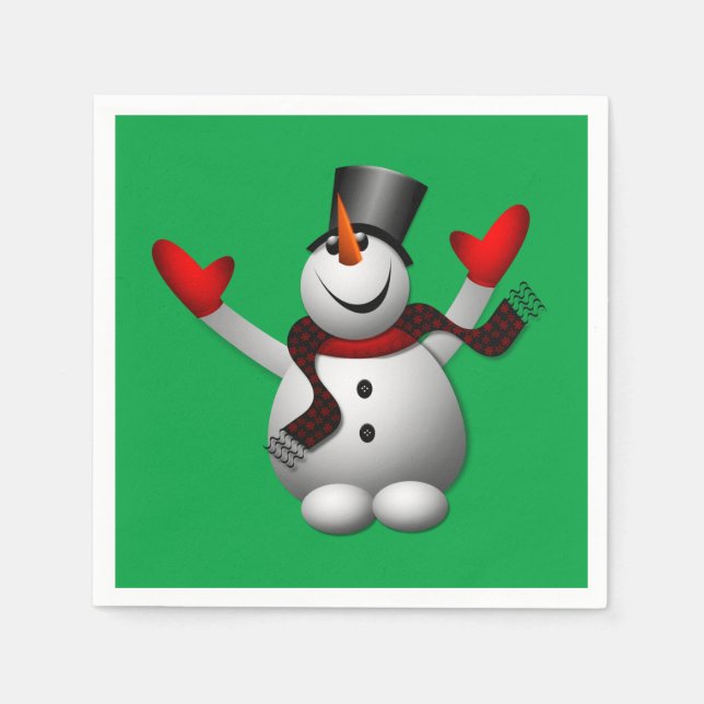 Happy Snowman Holiday Party Napkin (Front)