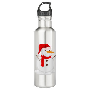 Happy Snowman in a Santa Hat 710 Ml Water Bottle