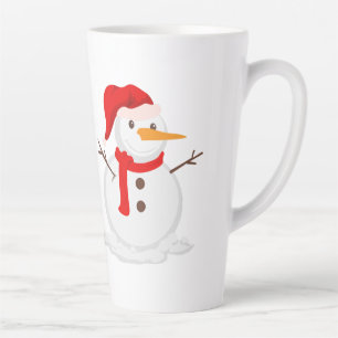 Happy Snowman in a Santa Hat Latte Mug