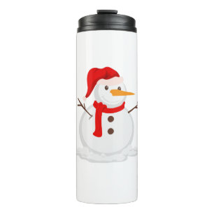 Happy Snowman in a Santa Hat Thermal Tumbler