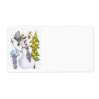 Happy Snowman Label