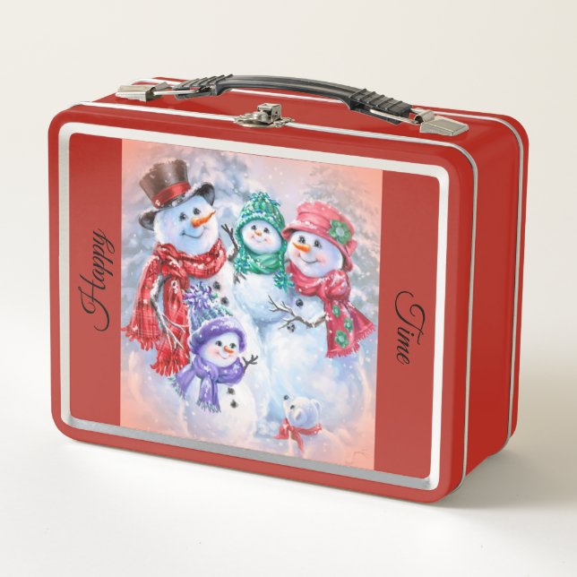 Happy Snowman Metal Lunch Box (Front)