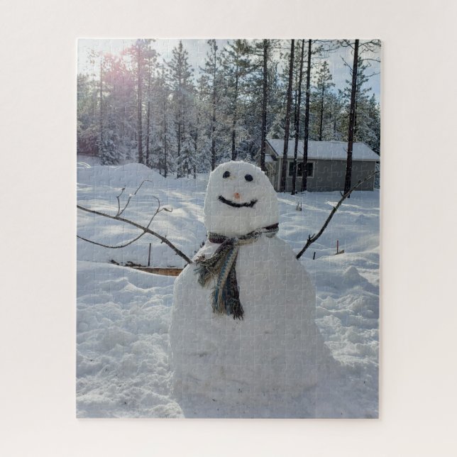 Happy Snowman original winter photography Jigsaw Puzzle (Vertical)