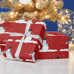 Happy Snowman Pattern Christmas Winter Wrapping Paper