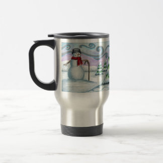 Happy Snowman Seasons Greetings Travel Mug