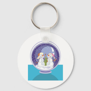 Happy Snowman Snow Globe Key Ring