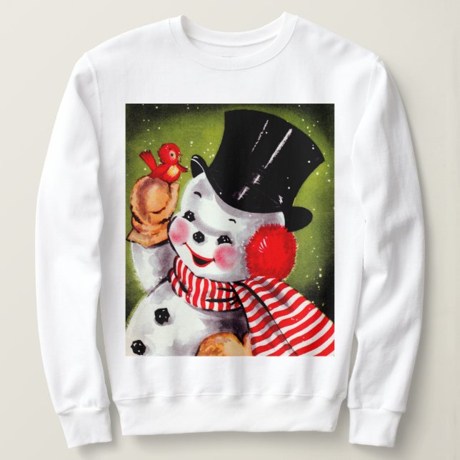 Happy Snowman Vintage Holiday Sweatshirt (Design Front)