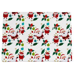 Happy snowman with gifts Christmas Large Gift Bag
