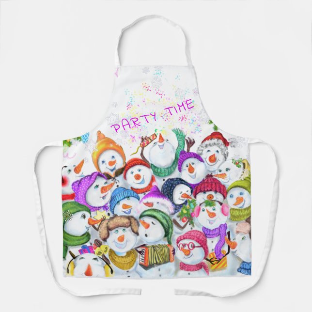 Happy Snowmans Christmas Apron (Front)