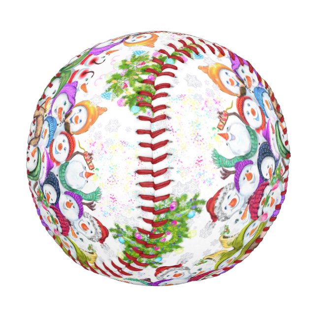 Happy Snowmans Christmas Baseball (Angled)