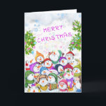 Happy Snowmans Christmas Card<br><div class="desc">Merry Christmas Cards with Happy Snowmans Merry Christmas Party Funny Drawing Cartoon Snowman and Text Christmas Card - or Choose / Add Your Unique Text / Font / Colour - Make Your Special Gift - Resize and move or remove and add elements / image with Customisation tool ! - Drawing...</div>