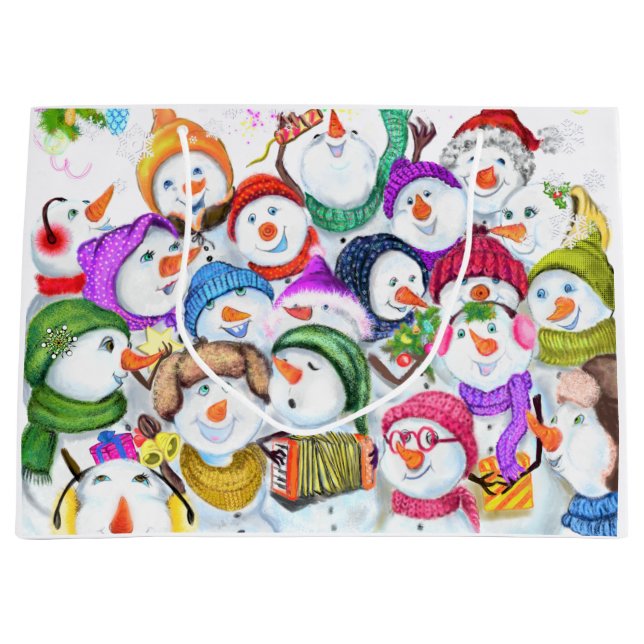 Happy Snowmans Christmas Gift Bag (Front)