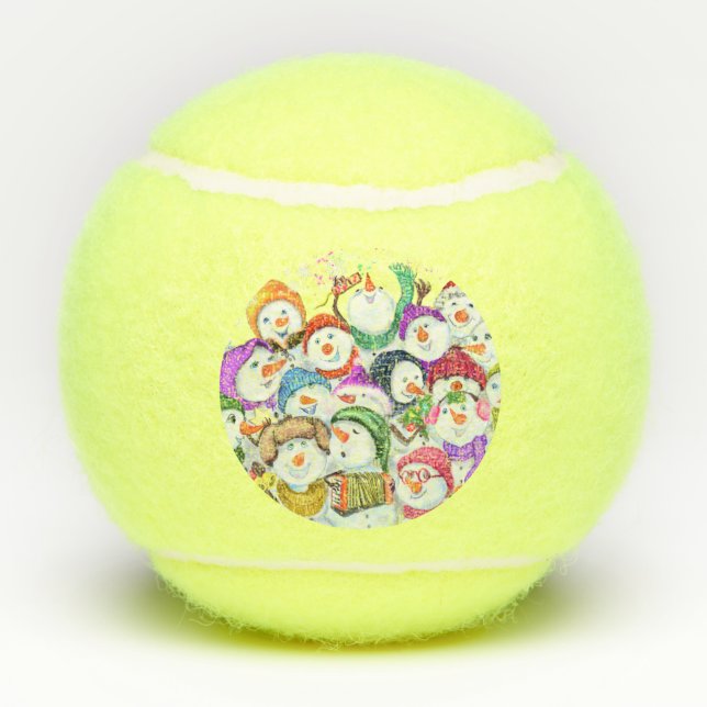 Happy Snowmans Christmas Gift Tennis Balls (Back)
