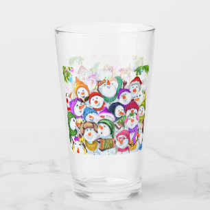 Happy Snowmans Christmas Glass