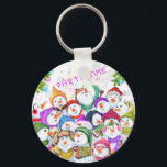 Happy Snowmans Christmas Keychain Custom Text<br><div class="desc">Christmas Keychains with Happy Snowmans Christmas Party Funny Drawing Snowman Keychain and Text - Customisable - or Choose / Add Your Unique Text / Font / Colour - Make Your Special Gift - Resize and move or remove and add elements / image with Customisation tool ! - Drawing and Design...</div>