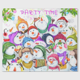 Happy Snowmans Christmas Wrapping Paper