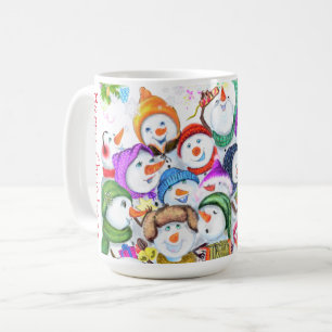 Happy Snowmans Merry Christmas Celebration Fun Coffee Mug