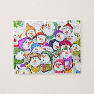 Happy Snowmans - Merry Christmas Celebration Jigsaw Puzzle
