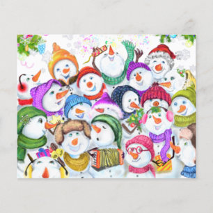 Happy Snowmans Merry Christmas Party Funny Drawing Flyer