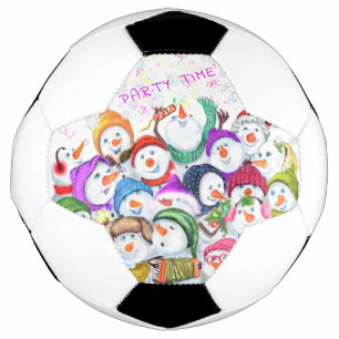 Happy Snowmans Merry Christmas Party Funny Drawing Football