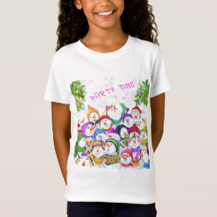 Happy Snowmans Merry Christmas Party Funny Drawing T-Shirt