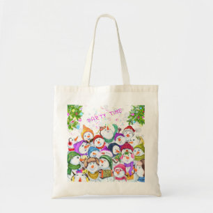 Happy Snowmans Merry Christmas Party Tote Bag