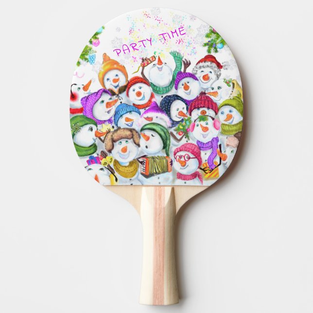 Happy Snowmans Merry Christmas Ping Pong Paddle (Front)
