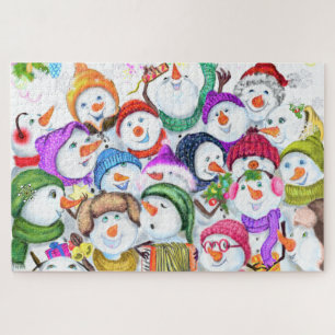 Happy Snowmans Merry Christmas Puzzle Gift