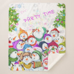 Happy Snowmans Merry Christmas Sherpa Blanket<br><div class="desc">Happy Snowmans Merry Christmas Party Funny Drawing Cartoon Snowman and Text - Choose / Add Your Unique Text / Font / Color - Make Your Special Gift - Resize and move or remove and add elements / image with customization tool ! - Drawing and Design by MIGNED. You can also...</div>