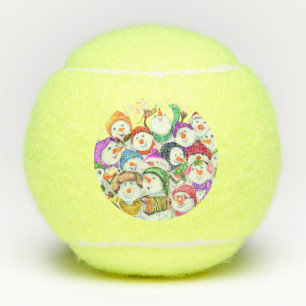 Happy Snowmans Merry Christmas Tennis Balls