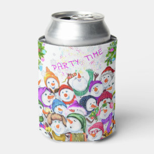 Happy Snowmans Party Christmas Can Cooler