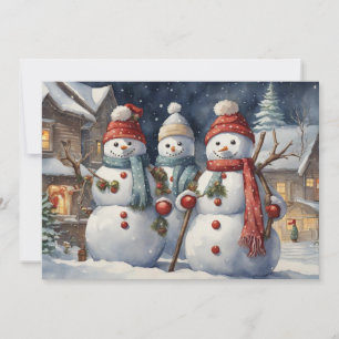 Happy Snowmen Christmas Holiday  Card