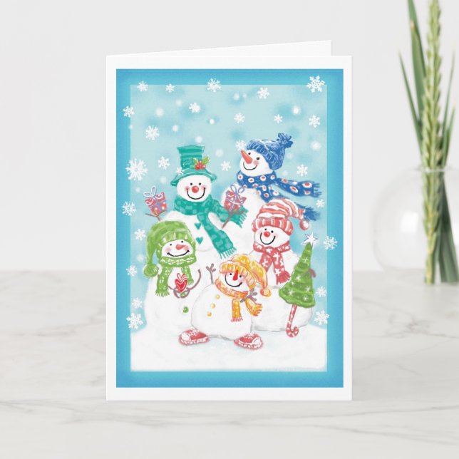 Happy Snowmen Holiday Card (Front)