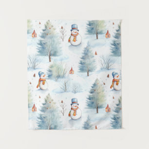 Happy Snowmen Pattern Tapestry