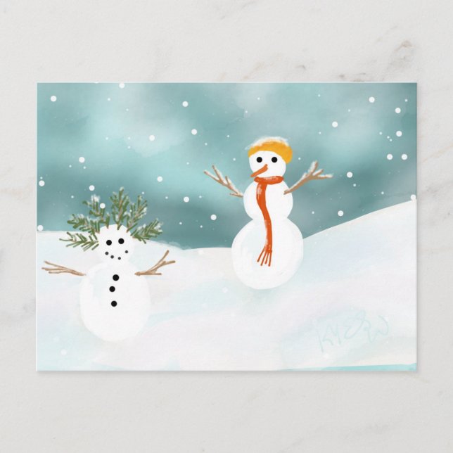 Happy Snowmen Postcard (Front)