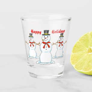 Happy Snowmen Shot Glass