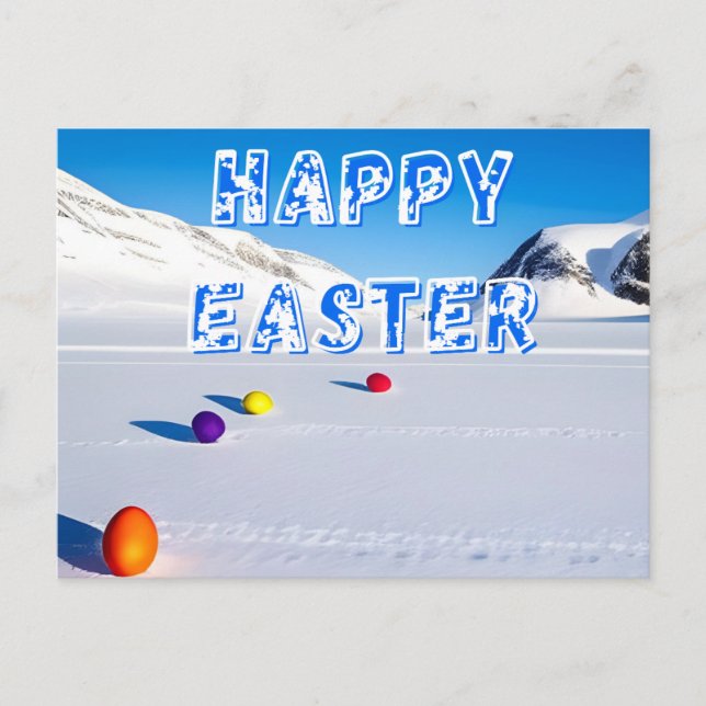 Happy snowy Easter Postcard (Front)