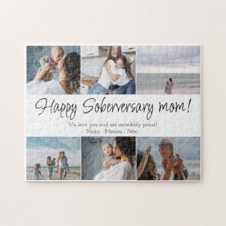 Happy Soberversary Mum, 6 Photo Collage Custom Jigsaw Puzzle
