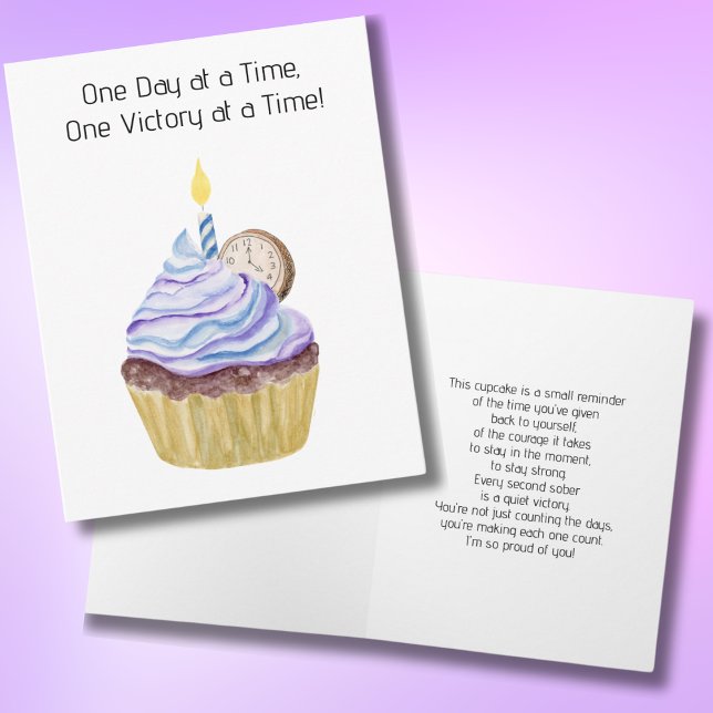 Happy Sobriety Anniversary Cupcake With Clock Card (Creator Uploaded)