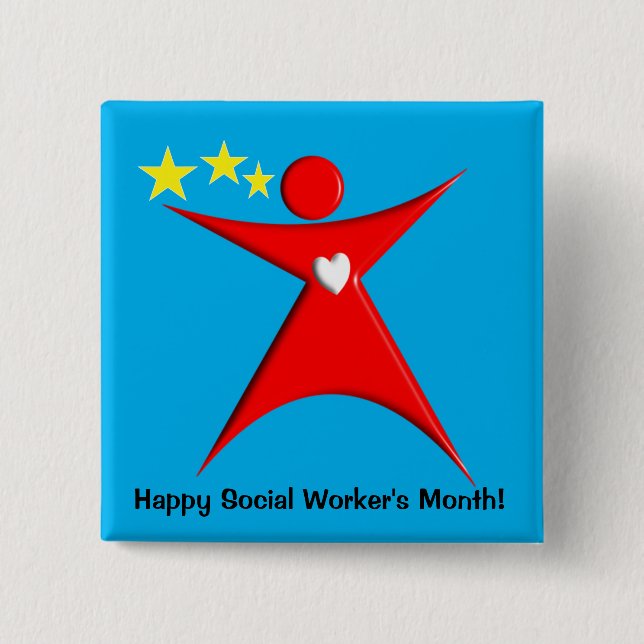 Happy Social Worker's Month Blue 15 Cm Square Badge (Front)