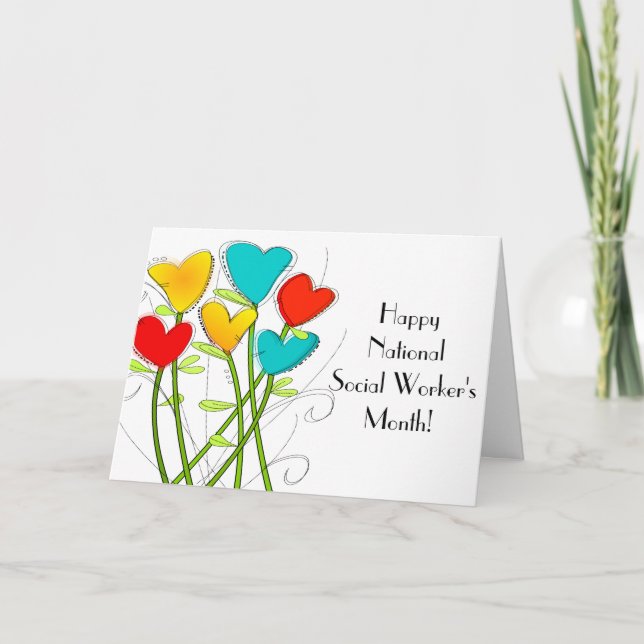 Happy Social Worker's Month Whimsical Flowers Card (Front)