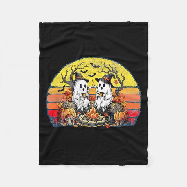 Happy Soky Camng Crew Halloween Campfire  Fleece Blanket (Front)