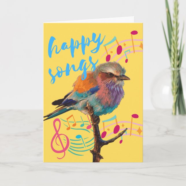 Happy Songs for a Happy Birthday with Bird Card (Front)