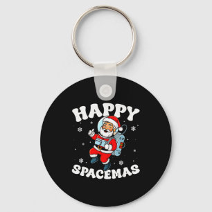 Happy Spacemas Christmas Astronaut Santa Hat Snowf Key Ring