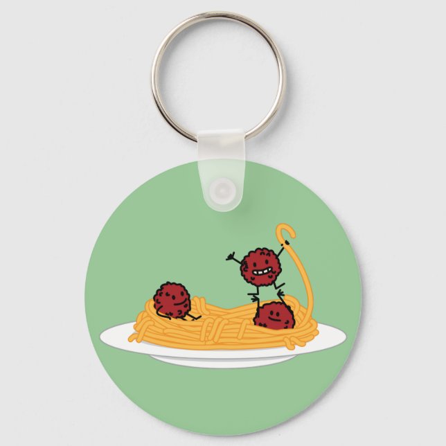 Happy Spaghetti and Meatballs Key Ring (Front)