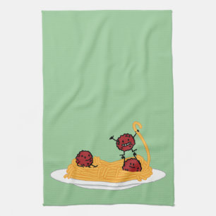 Happy Spaghetti and Meatballs Tea Towel