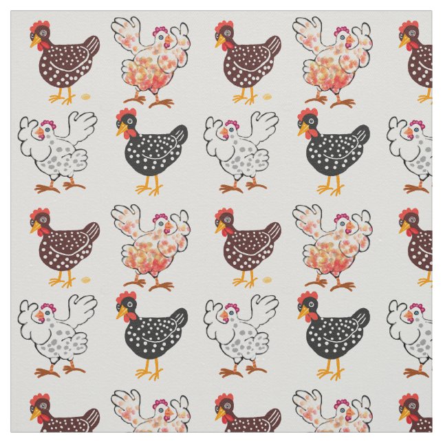 Happy Speckled hens and eggs Fabric (Swatch)