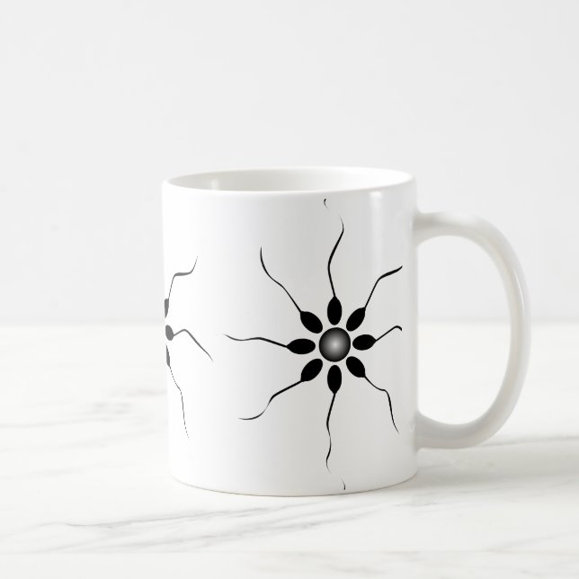 Happy Sperm fertilisation. Black and white Coffee Mug (Right)